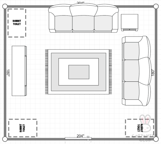 Rabbit Litter Tray location diagram