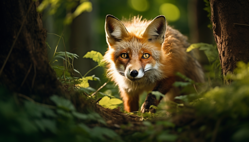 Wild Fox Hunting in Forest